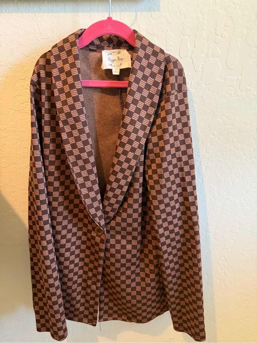 Hippie Rose Brown Checkered Blazer Jacket